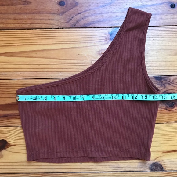 Shein Rust Orange Ribbed One Shoulder Crop Tank Top, EUC, S - Picture 2 of 8